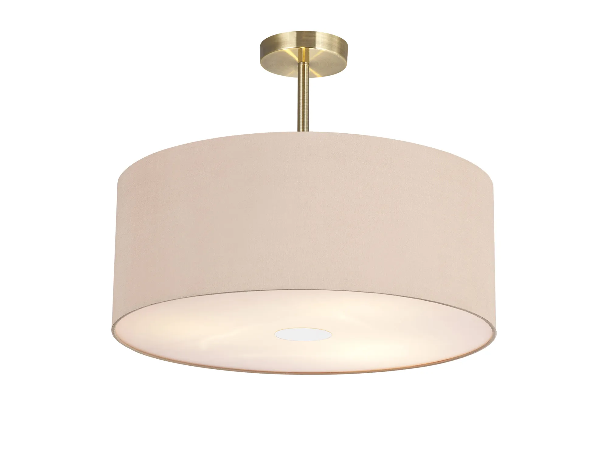 Baymont 50cm Semi Flush 3 Light Antique Brass, Antique Gold/Ruby, Frosted Diffuser